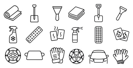 Leinwandbilder - Collection of items related to car maintenance and cleaning. The items include a car seat, a car glove, a car brush, a car tire, a car tire pump, a car tire iron, a car tire wrench, a car tire gauge