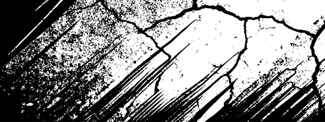 Aufkleber -  black cracks against a stark white background grunge creating a textured and abstract design element.