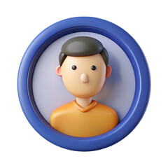 Aufkleber - Friendly 3d cartoon boy profile picture icon with blue frame isolated on transparent background