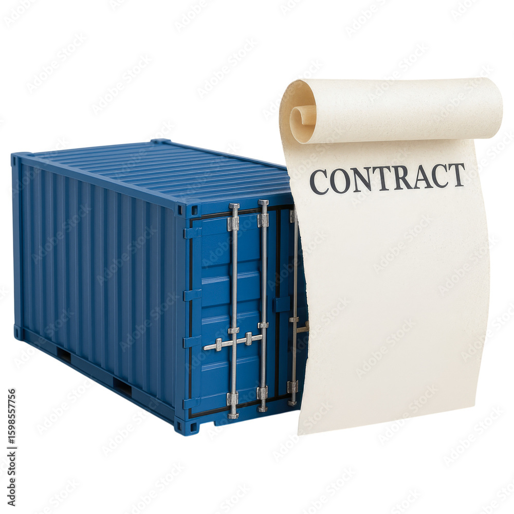 Shipping Container with a Contract Document for International Trade and ...