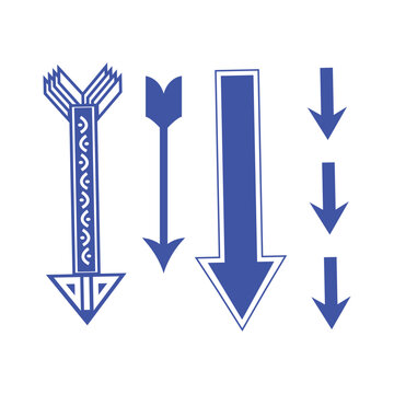 Simple red and blue arrow graphic with helvetica and courier text elements