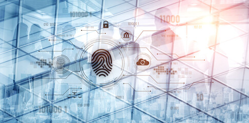 Poster - Biometric fingerprint identification and cybersecurity system ensuring secure access, identity verification, cloud data protection, and digital safety Vouch