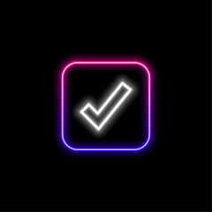 Fototapete - Check mark symbol. neon style.