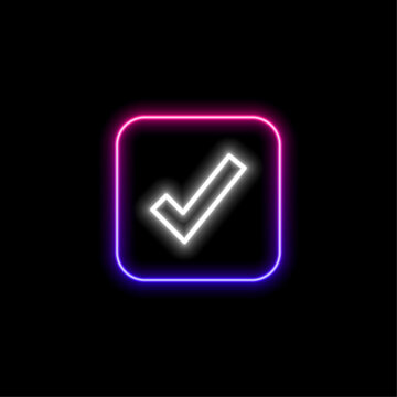 Check mark symbol. neon style.
