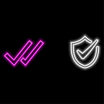 Check mark icon. neon style.vector verification check mark. Perfect for web apps and interfaces, infographics, presentations, marketing, etc.