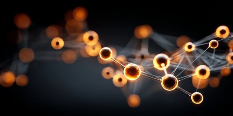 Poster - Close up of a bunch of glowing spheres that are connected to each other