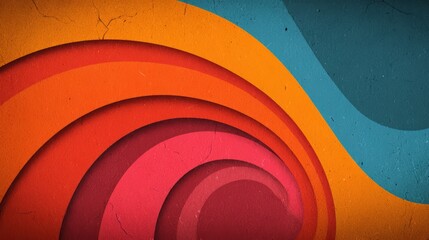 Poster - Colorful abstract painting with orange and blue stripes