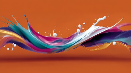 Aufkleber - Colorful splash of paint on an orange background