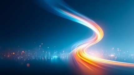 Poster - Colorful, curving line that appears to be a streak of light