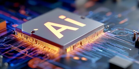 Poster - Computer chip with the letters AI on it