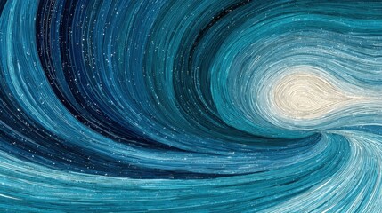 Poster - Vibrant, swirling ocean waves dance in deep blue and turquoise, creating a captivating motion. The artwork reflects the serene beauty of the sea at twilight, inviting reflection.