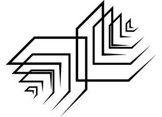 Fototapete - Arrows in different directions. Abstract vector pattern of thin black lines on a white background. Universal design element for covers, advertising, web design, video, reels. Vector background