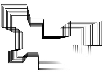 Fototapete - Frame. Vector technological pattern of thin black broken lines on a white background. for covers, cards, web design and video. Design element, Dynamic vector background of rectangles. Grid, 3d, retro