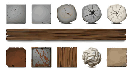Poster - Collection of various textures including concrete paper wood and stone materials displayed together flatly