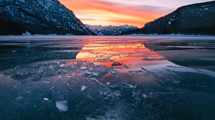 Wall Mural - mountain landscape with frozen lake