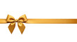 © Pixel_Glow - Golden gift ribbon with a bow tied in the center, horizontal layout. Isolated on transparent background, png