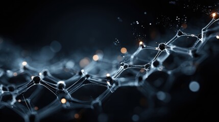 Fototapete - A complex network of interconnected molecular structures showcases intricate formations and glowing elements. This representation highlights advancements in scientific research and technology.