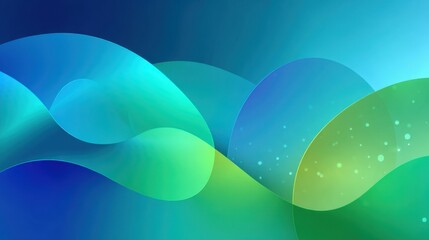 Fototapete - A blue and green wave with a green and yellow center. The blue and green colors are vibrant and the wave appears to be moving