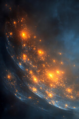 Wall Mural - Vibrant cosmic nebula with glowing stars and swirling gas clouds in deep space