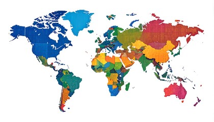  World map colored by region