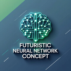 Fototapete - Glowing neural network with interconnected nodes and lines on a gradient shaded surface concept design