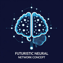 Fototapete - Illustration of a glowing cerebral organ with connected nodes representing neural network connections concept