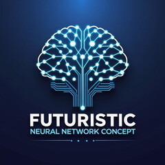 Fototapete - Glowing brain illustration with connected dots and lines representing neural network technology design
