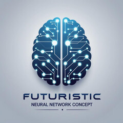 Fototapete - Illustration of a stylized brain with glowing nodes and connecting lines on a light colored surface design