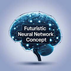 Fototapete - Illustration showing a stylized human brain with glowing nodes connected by lines representing neural pathways