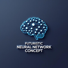 Fototapete - Glowing representation of the human brain with connected nodes and lines on a solid colored surface design