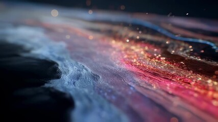 Aufkleber - Smooth colorful lines flowing and blending, creating an abstract design with sparkling particles, perfect for backgrounds and innovative projects