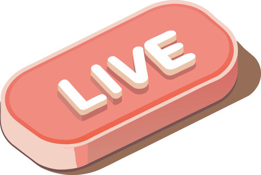 A 3D rendered red button with the word LIVE in white 3D letters, isolated on a white background.