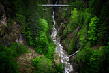 Aerial View of Waterfall Gorge and Bridge in the Cascade Mountains, Pacific Northwest 4