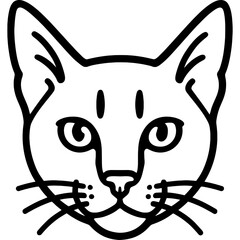 Poster - Chausie cat head front view outline icon vector