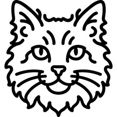 Poster - Laperm cat head front view outline icon vector