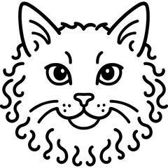 Poster - Laperm cat head front view outline icon vector