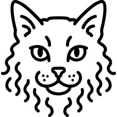 Poster - Laperm cat head front view outline icon vector