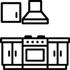 Poster - Kitchen space outline icon vector