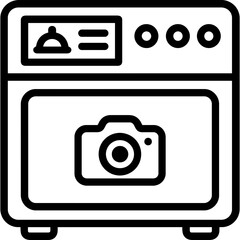 Poster - Smart oven with camera and display outline icon vector
