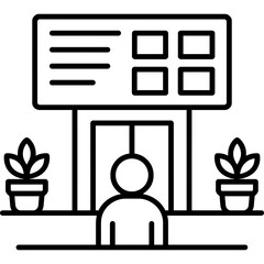 Poster - Virtual event lobby outline icon vector