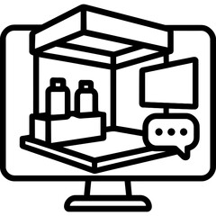 Poster - Virtual exhibition booth outline icon vector
