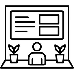 Poster - Virtual event lobby outline icon vector