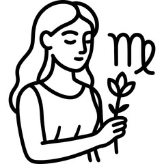 Poster - Virgo maiden zodiac symbol outline icon vector