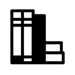 Poster - Bookshelf icon vector graphic illustration, library book storage furniture design element, simple line art