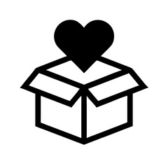 Poster - Heart in a box vector graphic for donation charity love gift giving and kindness concept design element