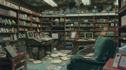 Aufkleber - Books and furniture in a quiet study space