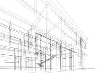 Canvas Print - architectural drawing 3d vector illustration