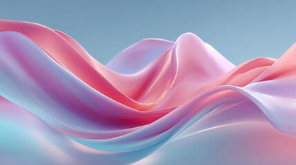 Poster - A pink and blue wave of fabric with a blue background. The wave is made of fabric and he is flowing