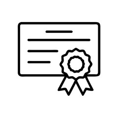 Poster - Outline drawing of a certificate with a seal and ribbon, signifying achievement and recognition