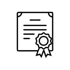Poster - A simple depiction of a certificate with a seal and ribbon detail, in a line drawing style image
